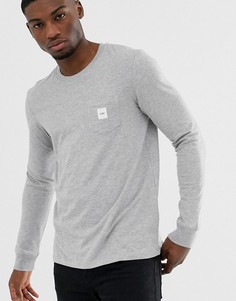 Лонгслив с логотипом на кармане Esprit-Серый