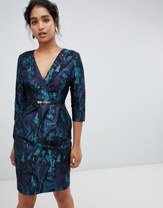 Разноцветное жаккардовое платье Paper Dolls premium-Мульти