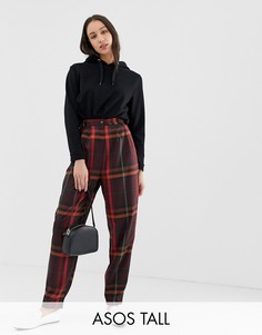 Суженные книзу брюки в клетку ASOS DESIGN-Мульти