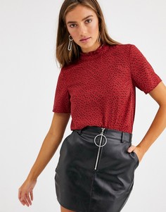 Топ с высоким воротом и цветочным принтом Vila-Красный