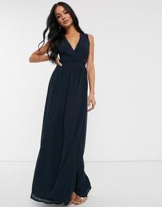 Шифоновое платье с перекрестными бретелями на спине TFNC-Черный