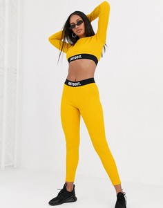 Желтые леггинсы с завышенной талией в рубчик Nike-Желтый