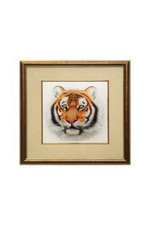 Картина "Молодой амурский тигр" Живой шелк