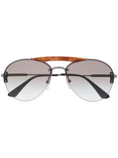 Prada Eyewear солнцезащитные очки-авиаторы черепаховой расцветки