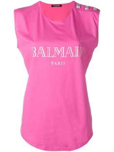 Balmain футболка без рукавов с логотипом