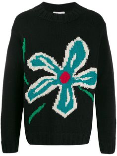 YMC свитер с цветком и круглым вырезом