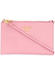 Prada logo plaque clutch bag