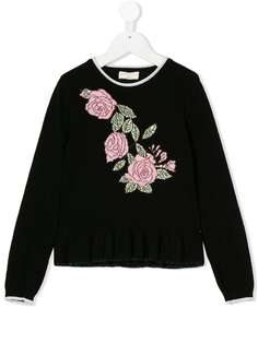 Monnalisa rose embellished jumper