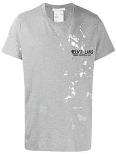 Helmut Lang футболка с эффектом разбрызганной краски и логотипом