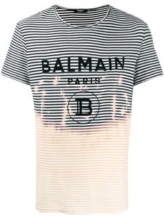 Balmain полосатая футболка с логотипом
