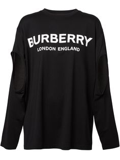 Burberry футболка оверсайз с длинными рукавами и логотипом