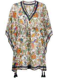 Tory Burch туника с цветочным принтом и кисточками