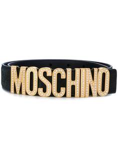 Moschino ремень с декорированной пряжкой-логотипом