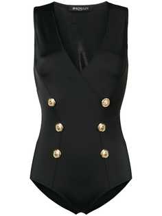 Balmain купальник на пуговицах с тиснением