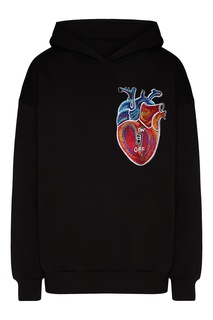 Черное худи Heart ON\OFF КАТЯ ДОБРЯКОВА