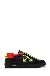Черные кроссовки с зеленым логотипом Off White