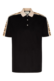 Черное поло с монограммами Gucci Man