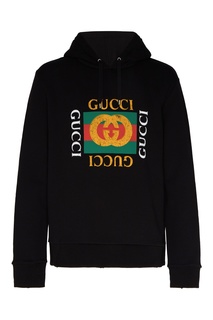 Черное худи с логотипами Gucci Man