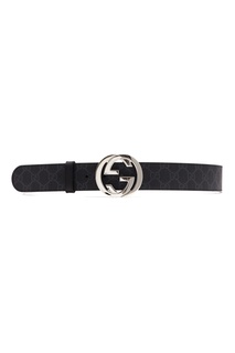 Ремень с крупной пряжкой и узором GG Supreme Gucci Man