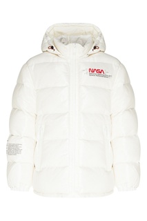 Белый пуховик с капюшоном NASA Heron Preston