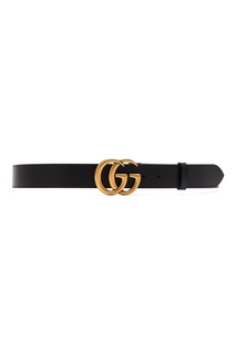 Кожаный ремень с золотистой пряжкой Gucci Man