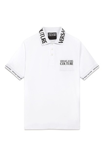 Белое поло с надписями Versace Jeans