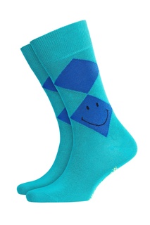 Бирюзовые носки Smiley Argyle из хлопка Burlington