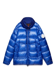 Синий пуховик с карманами Moncler