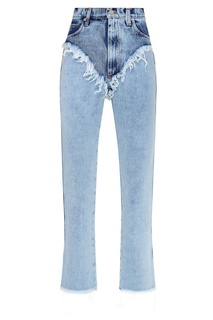 Комбинированные джинсы с бахромой Natasha Zinko