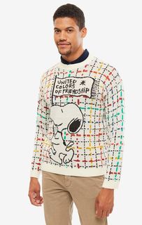 Полушерстяной джемпер в клетку Peanuts Go Green United Colors of Benetton