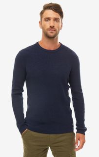 Синий хлопковый джемпер с круглым вырезом Tom Tailor Denim