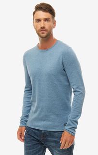 Однотонный синий джемпер из хлопка Tom Tailor Denim