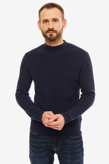 Синий джемпер из хлопка с высоким воротом United Colors of Benetton
