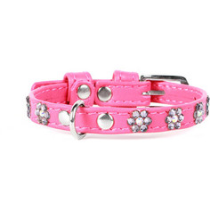 Ошейник CoLLaR Glamour с клеевыми стразами цветочек ширина 12мм длина 21-29см розовый для собак (32697)