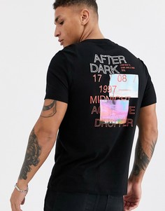 Футболка из органического хлопка с большим принтом на спине и вышивкой ASOS DESIGN-Черный