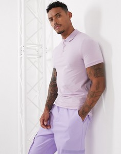 Обтягивающее трикотажное поло фиолетового цвета ASOS DESIGN-Фиолетовый