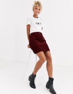 Бордовая вельветовая мини-юбка с карманами New Look-Красный