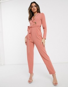 Комбинезон с люверсами на поясе ASOS DESIGN-Розовый