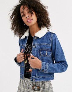 Синяя джинсовая куртка с воротником \"борг\" ASOS DESIGN-Синий