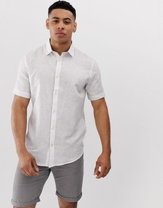 Льняная рубашка с короткими рукавами Only & Sons-Белый