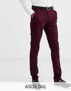 Темно-бордовые строгие брюки скинни ASOS DESIGN Tall-Красный