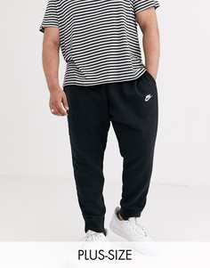 Черные джоггеры с кромкой манжетом Nike Plus - Club-Черный