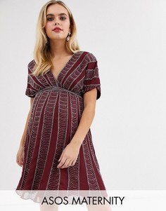 Короткое приталенное платье с отделкой пайетками и бисером ASOS DESIGN Maternity-Мульти
