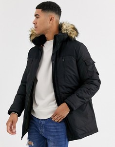 Парка со съемным искусственным мехом на капюшоне Jack & Jones Core-Черный