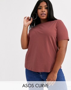Футболка из органического хлопка с круглым вырезом ASOS DESIGN Curve-Кремовый