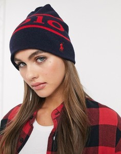 Шапка-бини с логотипом Polo Ralph Lauren-Темно-синий