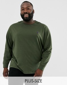 Футболка с длинным рукавом оливкового цвета с логотипом Ralph Lauren Big & Tall-Зеленый