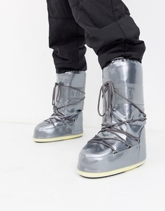 Серебристые зимние ботинки Moon Boot-Серебряный