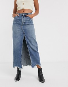 Джинсовая юбка макси Free People-Синий