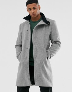Серое пальто с воротником-стойкой Only & Sons-Серый